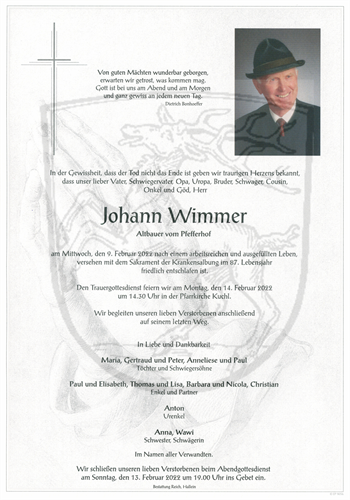 Johann Wimmer +09.02.2022