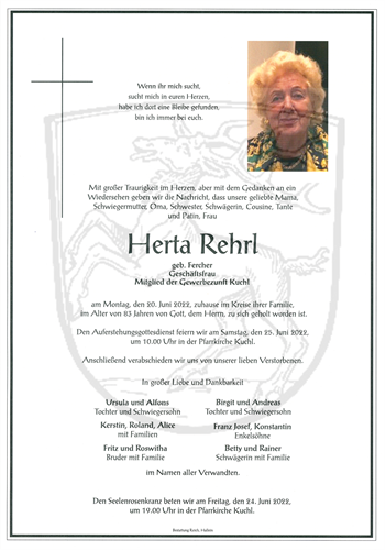 Herta Rehrl + 20.06.2022