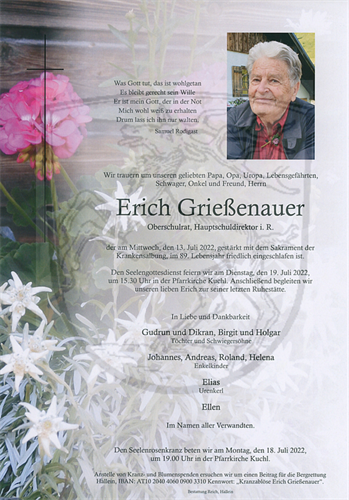 Erich Grießenauer + 13.07.2022