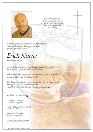 Erich Karrer + 03.08.2022