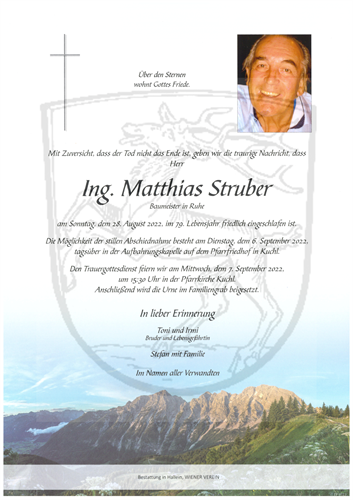 Ing. Matthias Struber + 28.08.2022