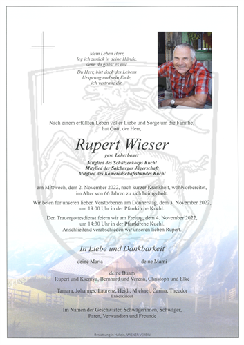 Wieser Rupert + 02.11.2022