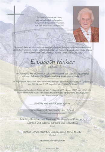 Winkler Elisabeth + 18.01.2023