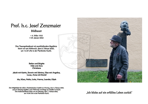 Prof. Josef Zenzmaier + 29.01.2023