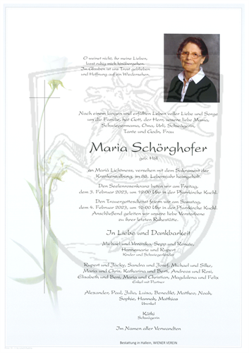 Schörghofer Maria + 02.02.2023