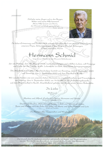 Hermann Schmid + 28.08.2023