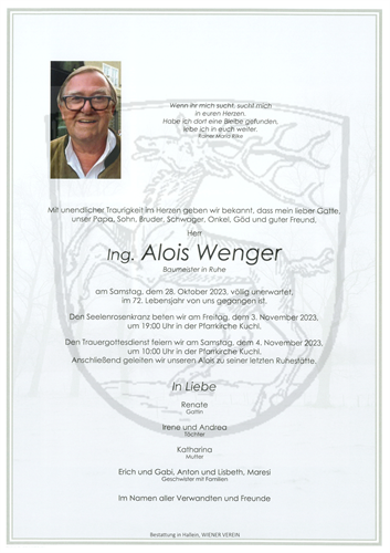 Wenger Alois + 28.10.2023