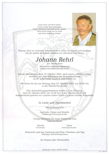 Rehrl Johann + 19.10.2023