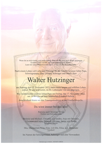 Hutzinger Walter + 12.11.2023
